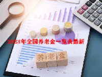 2023年全国养老金一览表最新