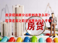 房贷提前部分还款利息怎么算？房贷还完之后还需要办什么手续？